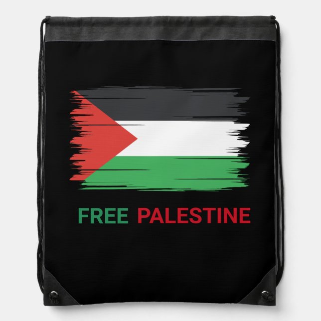 Free Palestine, Palestine flag Drawstring Bag (Front)