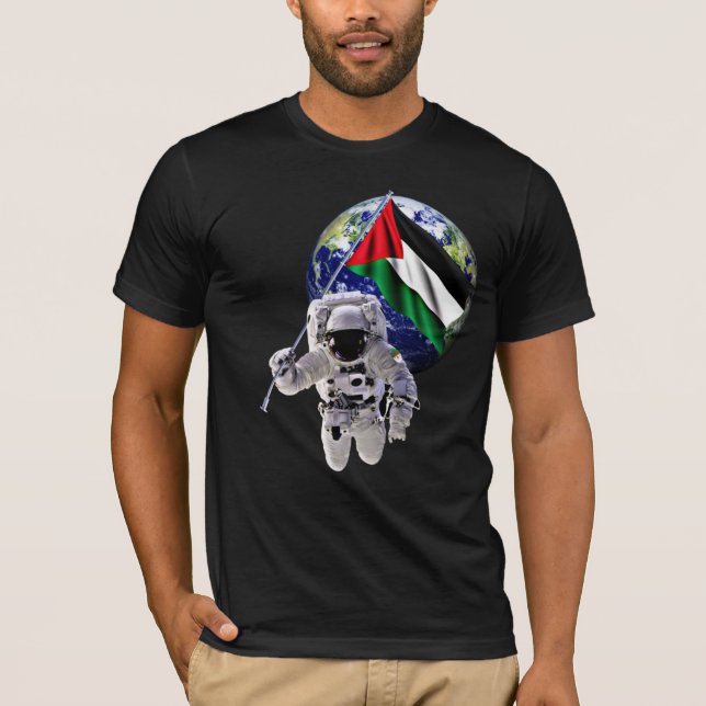 Free Palestine, Palestine Flag is High in Space T-Shirt (Front)