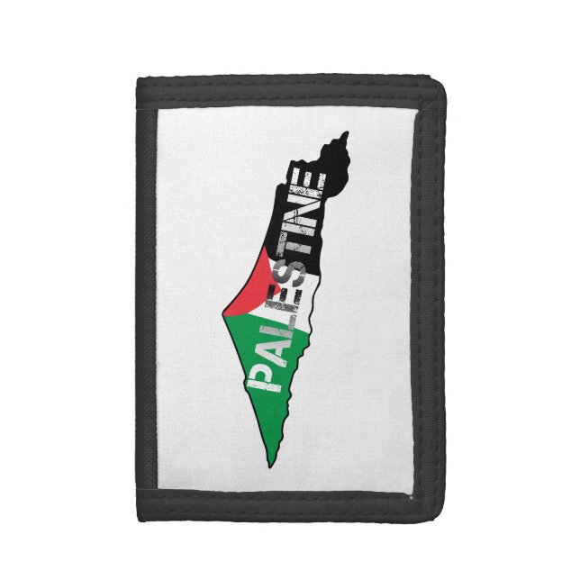 Free Palestine Palestine Flag on Palestine Map Trifold Wallet (Front Vertical)