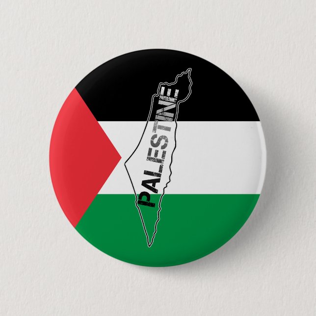 Free Palestine Palestine Map on Palestine Flag Button (Front)