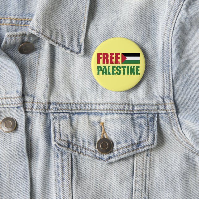 Free Palestine Palestinian Flag Gaza Button (In Situ)