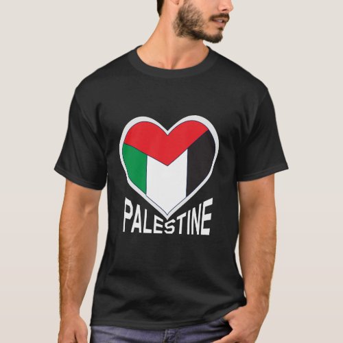 Free Palestine _ Palestinian Flag in Heart Shape  T_Shirt