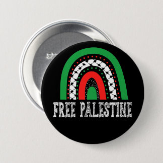 Free Palestine Palestinian Gaza Rainbow Button