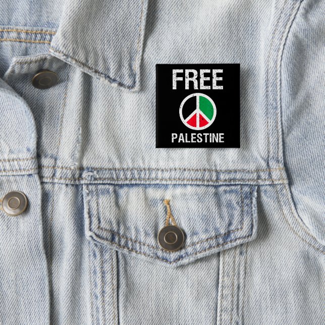 Free Palestine Peace Vintage Gaza Button (In Situ)
