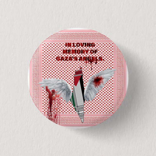 Free Palestine Pin, Palestinian Scarf Theme  Button (Front)