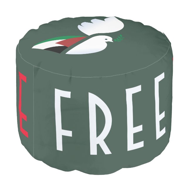 Free Palestine Pouf – Solidarity Home Accent  (Angled Back)