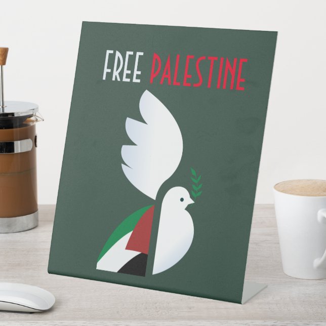Free Palestine – Pro-Palestine Protest Display Pedestal Sign (In SItu)