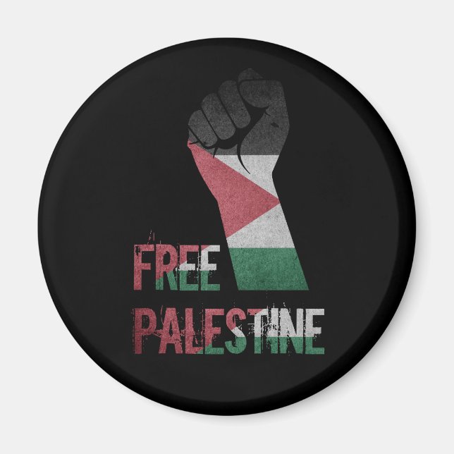 free palestine raised fist palestinian flag magnet (Front)