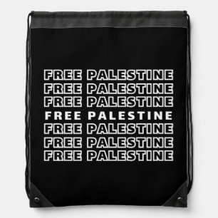 FREE PALESTINE Repeat Text typography Design  Drawstring Bag