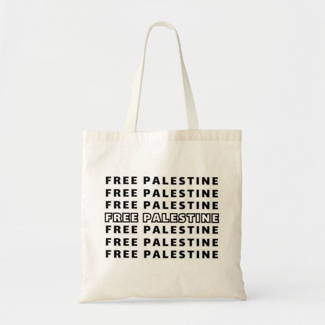 FREE PALESTINE Repeat Text typography Design  Tote Bag (Front)