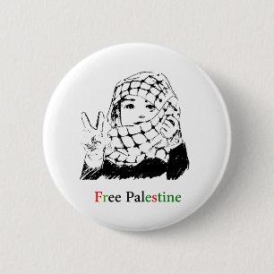 Free Palestine rounded buttom Button