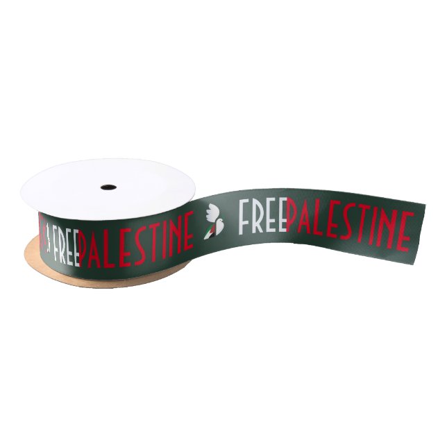 “Free Palestine” Satin Ribbon – Solidarity Ribbon  (Spool)