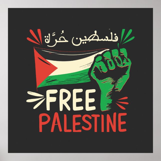 Free Palestine Save Palestine Palestinian Flag Poster (Front)