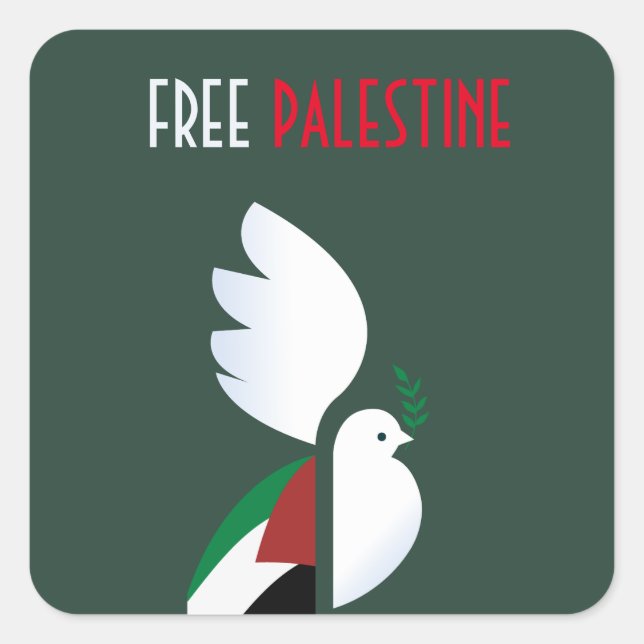 Free Palestine Square Sticker | Solidarity Active (Front)