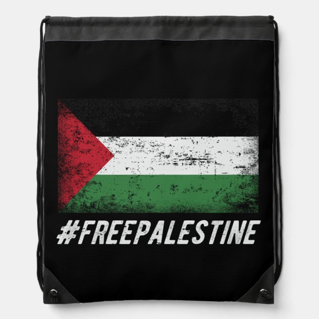 Free Palestine Stand with Palestine Drawstring Bag (Front)