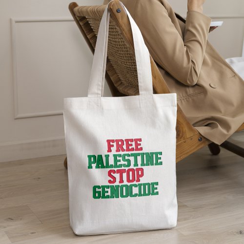 Free Palestine Stop Genocide Tote Bag