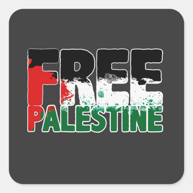 FREE PALESTINE STOP WAR IN GAZA SQUARE STICKER (Front)