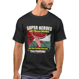 Free Palestine Super Heroes Black Tee for Men