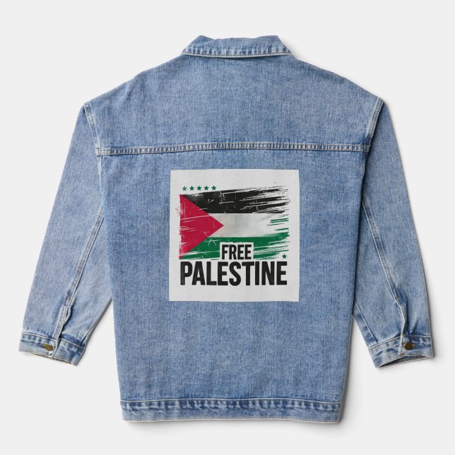 Free Palestine Support Palestine Denim Jacket (Back)