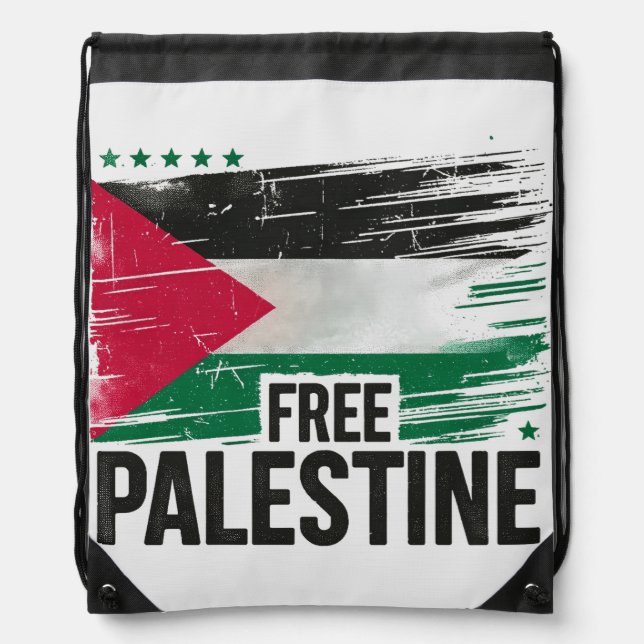 Free Palestine Support Palestine Drawstring Bag (Front)