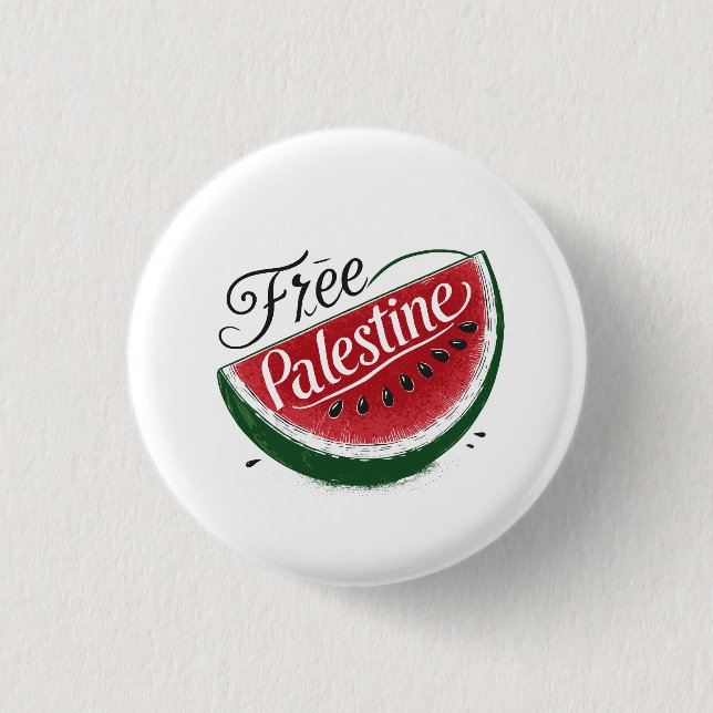 free Palestine Watermelon Button (Front)