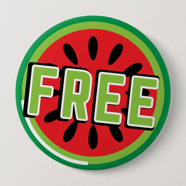 Free Palestine watermelon- Freedom for Palestinian Button (Front)