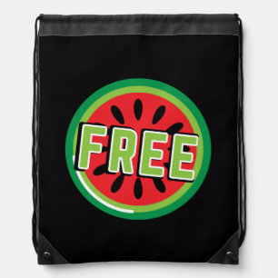 Free Palestine watermelon- Freedom for Palestinian Drawstring Bag