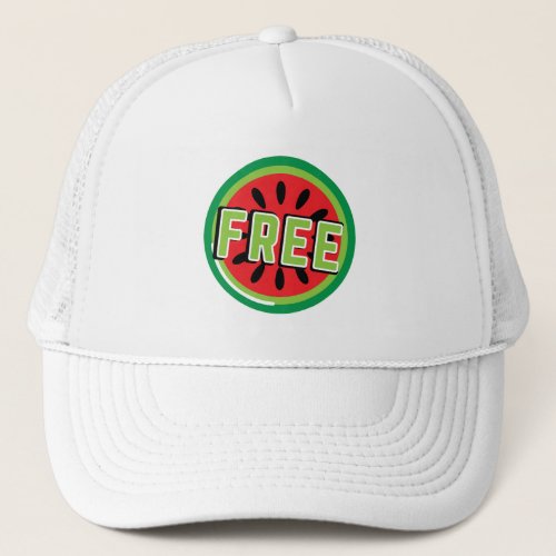 Free Palestine watermelon_ Freedom for Palestinian Trucker Hat