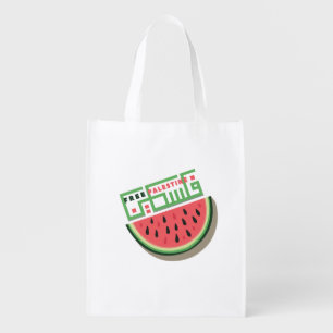 FREE PALESTINE WATERMELON GROCERY BAG