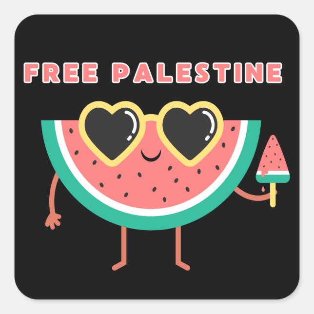 free palestine Watermelon Palestine cute colorful  Square Sticker (Front)