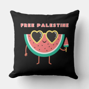 free palestine Watermelon Palestine cute colorful Throw Pillow