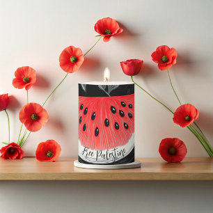 Free Palestine Watermelon Pillar Candle