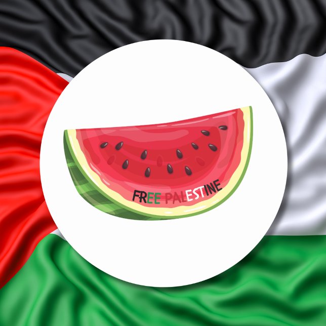 Free Palestine Watermelon Social Justice Classic Round Sticker (Creator Uploaded)