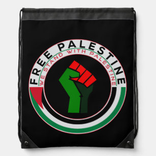 Free Palestine, We Stand with Palestine Drawstring Bag