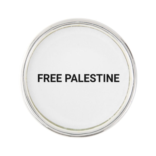 Free Palestine white black custom text minimalist Lapel Pin (Front)