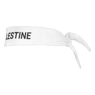 Free Palestine white black custom text simple Tie Headband