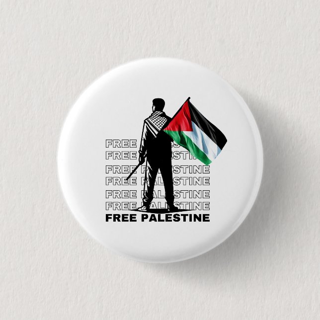 FREE PALESTINE WHITE  BUTTON (Front)