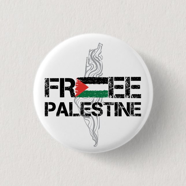 Free Palestine with Palestinian flag Button (Front)