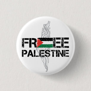 Free Palestine with Palestinian flag Button