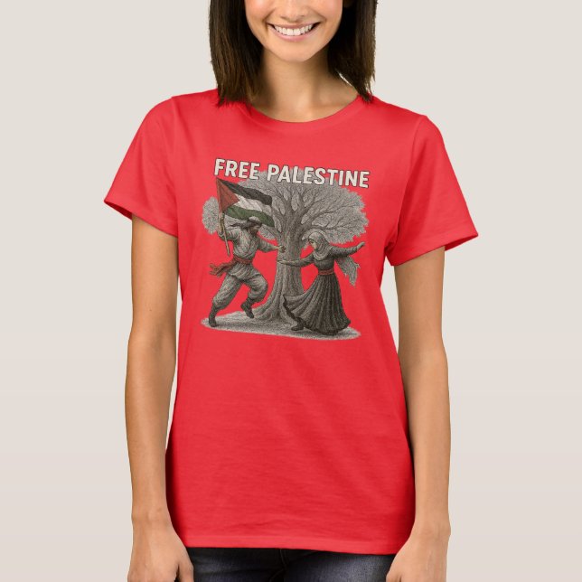 Free Palestine Women’s Tee – Strength & Roots (Front)