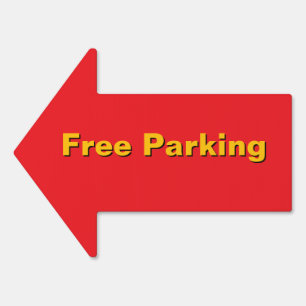 Free Parking Red Arrow Direction Sign