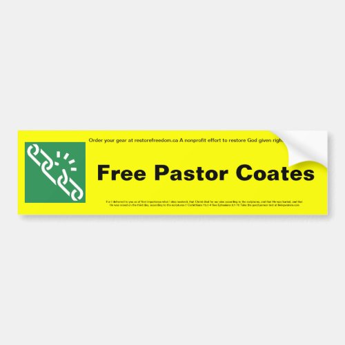 Free Pastor Coates Bumper Sticker