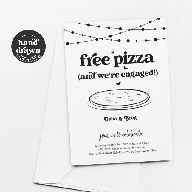 Free Pizza Funny Engagement Party Invitation (Creator Uploaded)