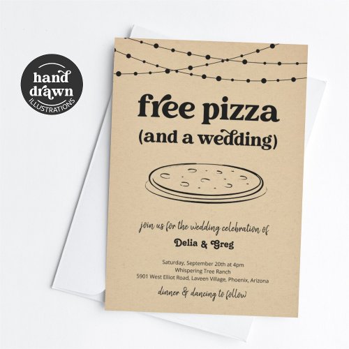 Free Pizza Funny Wedding Invitation