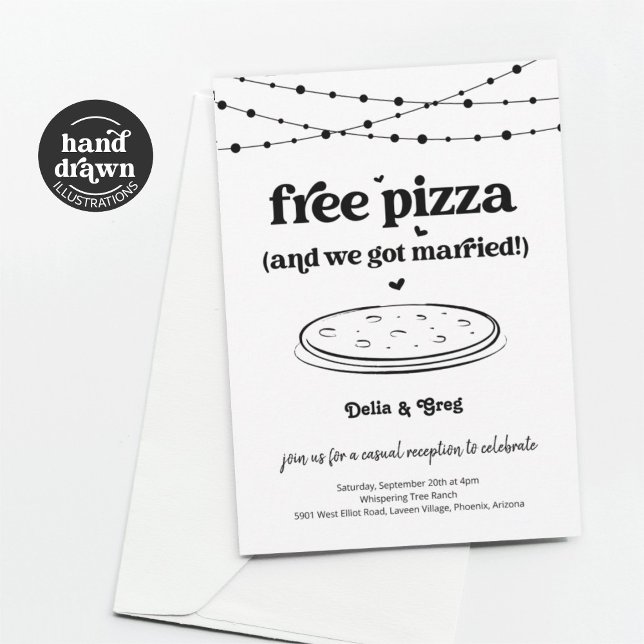 Free Pizza Funny Wedding Reception Only Invitation (Creator Uploaded)