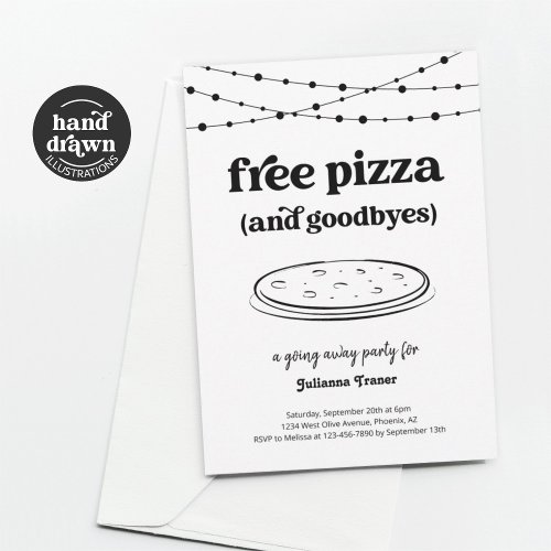 Free Pizza Party Funny Going Away Invitation