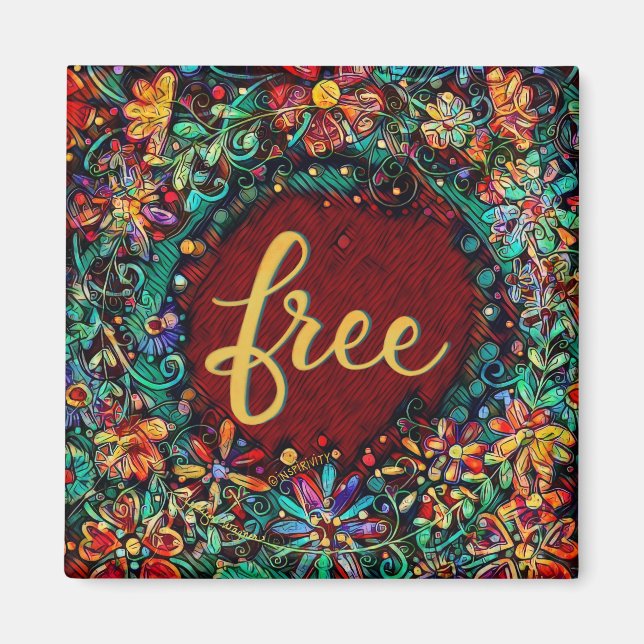Free Pretty Fun Floral Modern Inspirivity Magnet (Front)