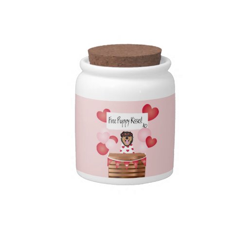 Free Puppy Kisses Valentine Dog Pink Candy Jar