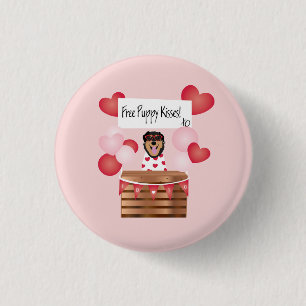 Free Puppy Kisses Valentine Dog Red  Button
