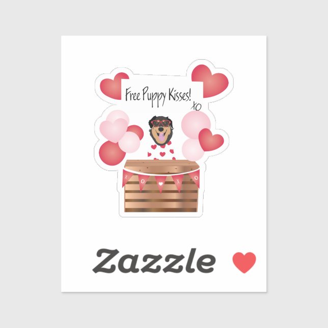 Free Puppy Kisses Valentine Dog Sticker (Sheet)